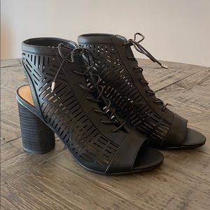 SAM EDELMAN Rocco Block Heel Sandals Lace Up Front Open Toe size 8